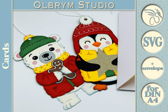 Download Polar Bear &amp; Penguin Christmas Card SVG - Christmas Collection