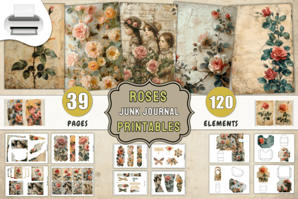 Download Roses Junk Journal Printables Supplies - Printables Collection