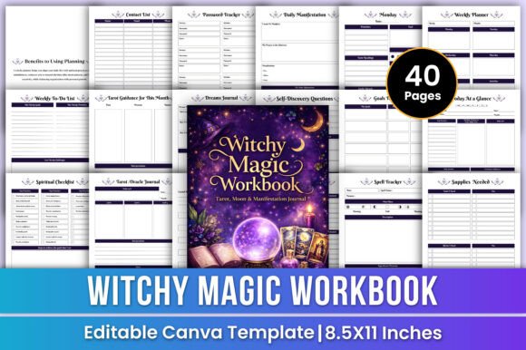 Download Witchy Magic Workbook Canva Kdp Interior - Premium Resources