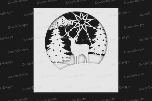 Download Deer Scene Layered Christmas Card Svg - Christmas Collection