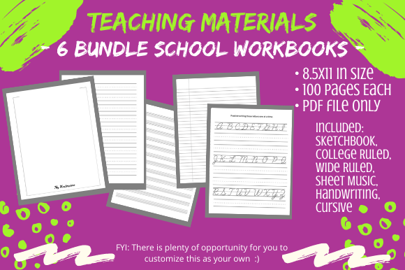 Download 6 Bundle School, Homeschool Workbooks - Workbook Collection