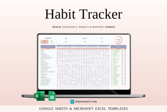 Download Habit Tracker for Google Sheets | Excel - Sheets Collection