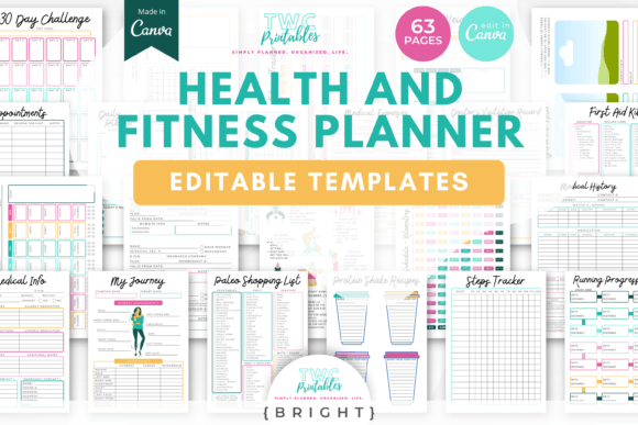 Download Health &amp; Fitness Planner Canva Templates - Health Collection