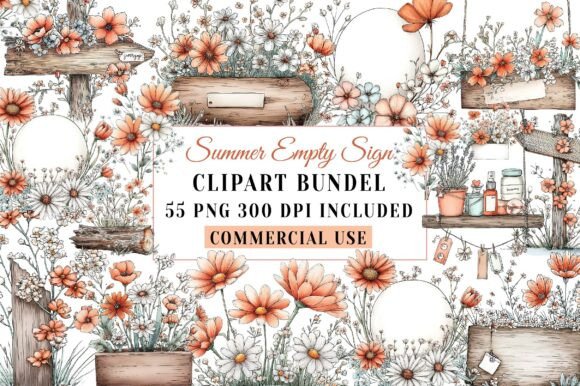 Download Summer Empty Sign &amp; Wildflowers Clipart - Empty Collection
