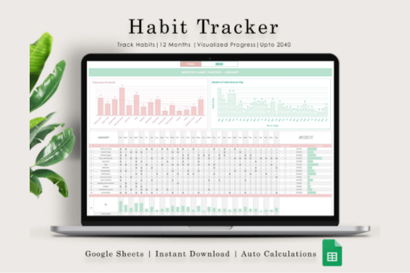 Download Habit Tracker Spreadsheet, Google Sheets - Premium Resources