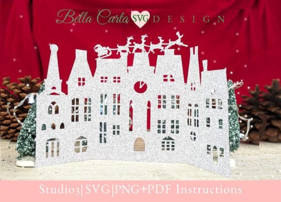Download Victorian Christmas Village 3D SVG Card - Christmas Collection